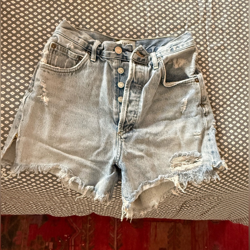 Agolde Distressed Shorts Light Blue